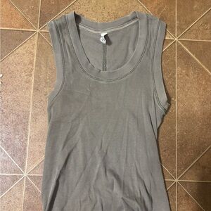 Free People Khaki Ribbed Tank Top